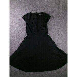 PUKAVT Dress Women Large Fit and Flare Cap Sleeve Black Cotton Spandex A-Line